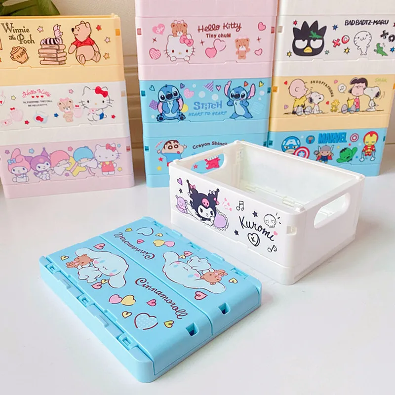 Sanrio Cute Cartoon Desktop Storage Box Skin Care Products Lipstick  Foldable Mini Organizer Box Kuromi Sundry Storage Box Whole