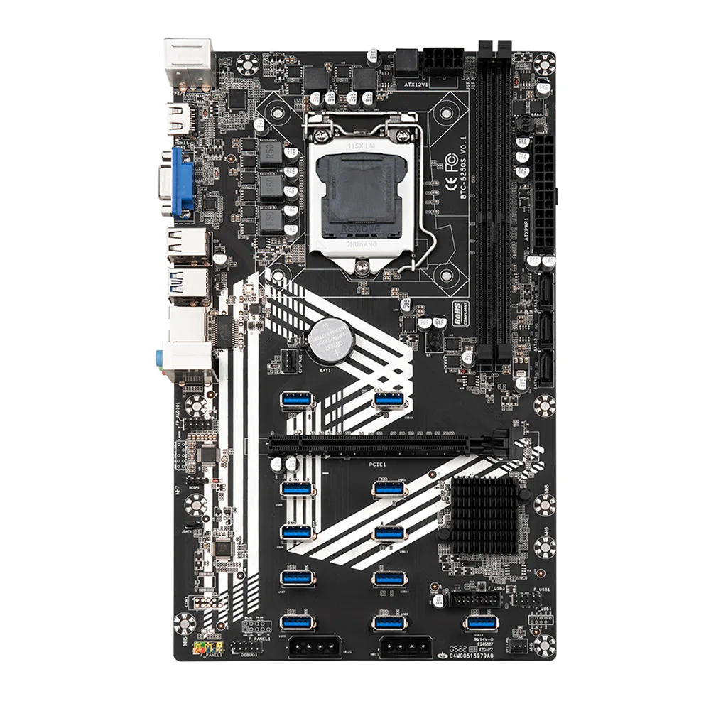 best pc mother board B250S  Mining Motherboard 11XPCIE to USB3.0 Graphics Card Slot LGA1151 Supports DDR4 DIMM RAM Computer ETH Miner Motherboard motherboard