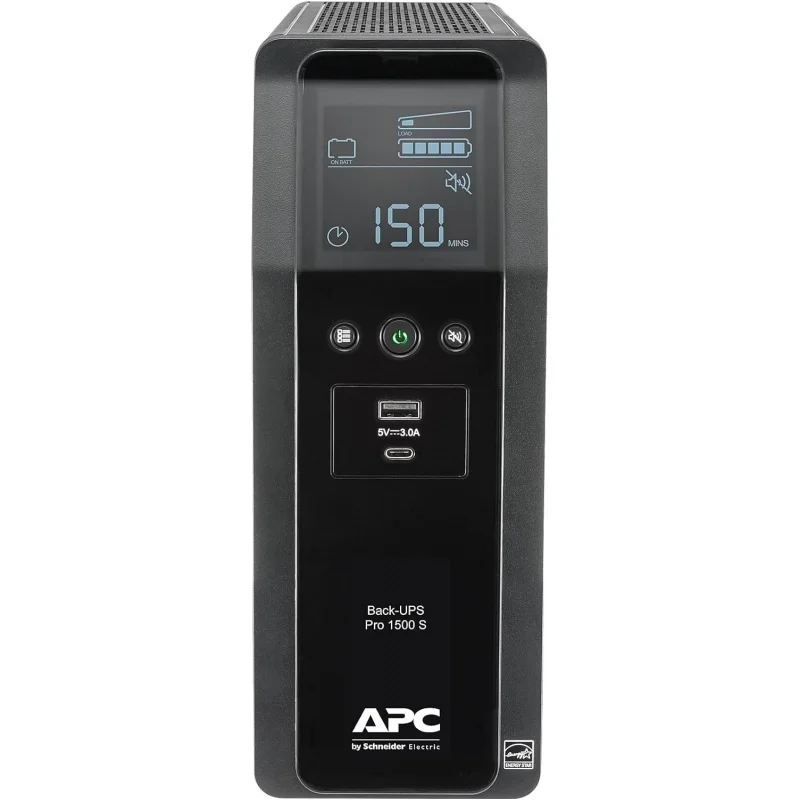 

APC UPS 1500VA Sine Wave Battery Backup, BR1500MS2 Power Supply, AVR, 10 Outlets, (2) USB Charger Ports