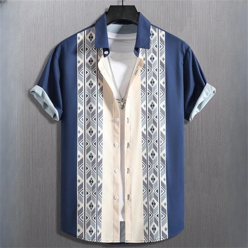 Summer Hawaiian Men's Shirt Bowling Cuff Long Sleeve Shirt Comfortable Casual Outdoor Street Short Sleeve Button Top