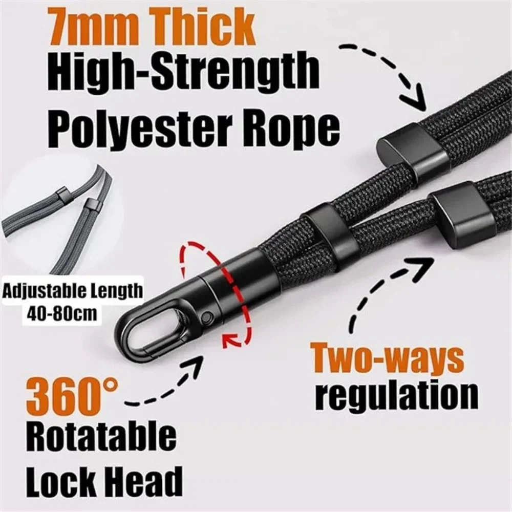 360° Rotation Adjustable Phone Lanyard Strap with Clip Holder For All Phone Cases For Neck & Shoulder & Crossbody / Wrist
