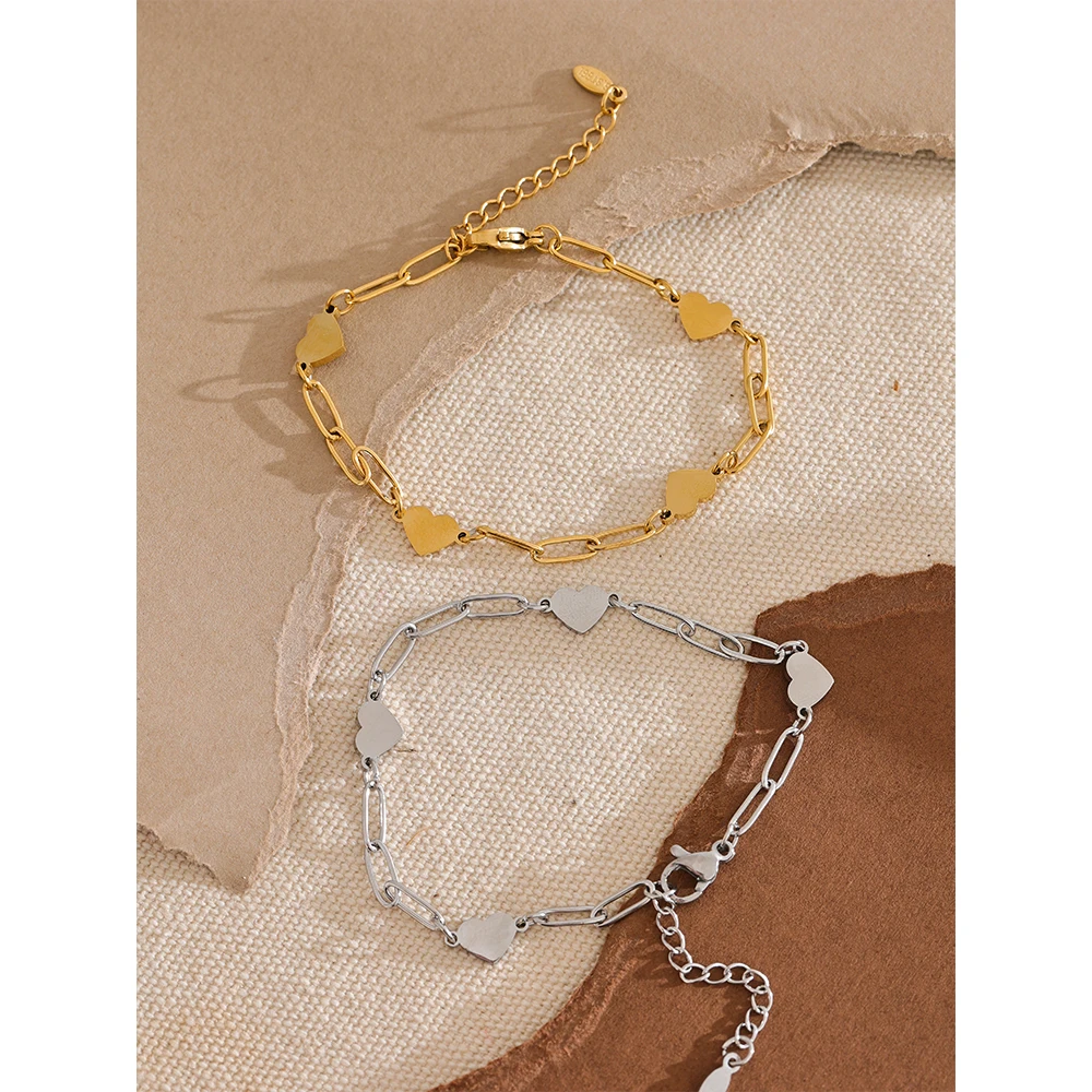 Yhpup Fashion Jewelry Stainless Steel Heart Handmade Chain