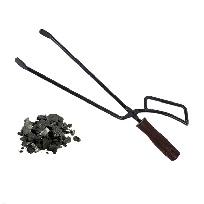 Barbecue Carbon Clips Spot Burning Tongs Duck Billed Non Hot Solid Wood Handle