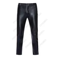 2023 Gold Coated Metallic Motorcycle PU Faux Leather Pants Men Hip Hop Trousers Men DJ Nightclub Stage Pants for Singers 2