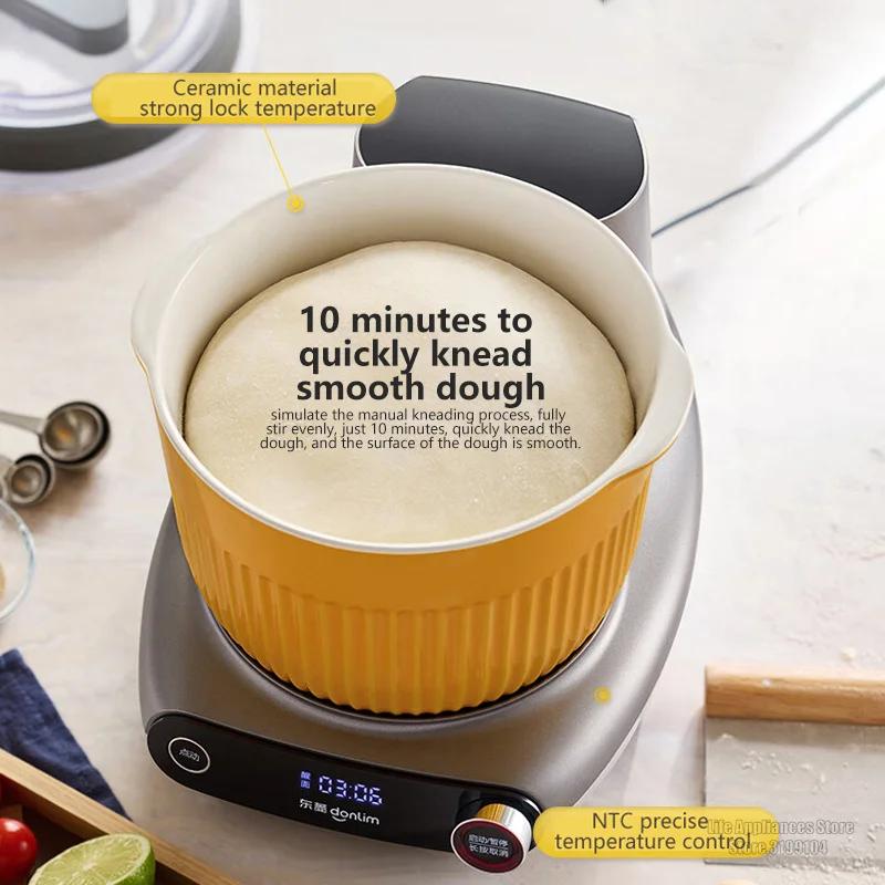 Donlim Electric Dough Mixer 3-in-1 Multifunction Stirring Meat Grinding Whisking Blender Mixer Time Setting For Kitchen DL-1349