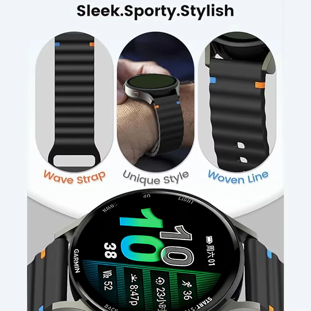 Versatile Silicone Strap Bracelet - Available in 18mm, 20mm, and 22mm Sizes