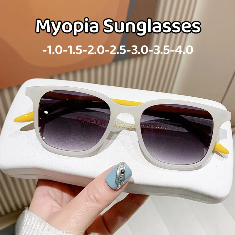 

New Outdoor Myopia Sunglasses Men Women Eyeglasses Square Frame Finished Optical NearSight Spectacle Eyeglasses Diopter TO -4.0