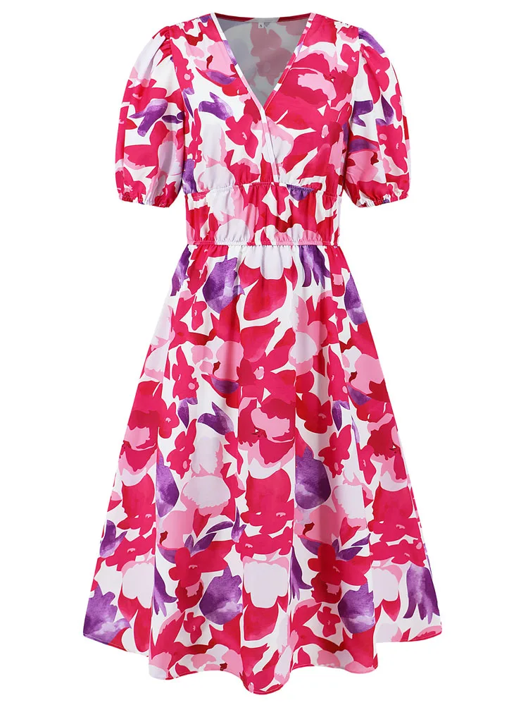 فستان فيجو كيسي 2025 نسائي متوسط الطول بأكمام قصير...