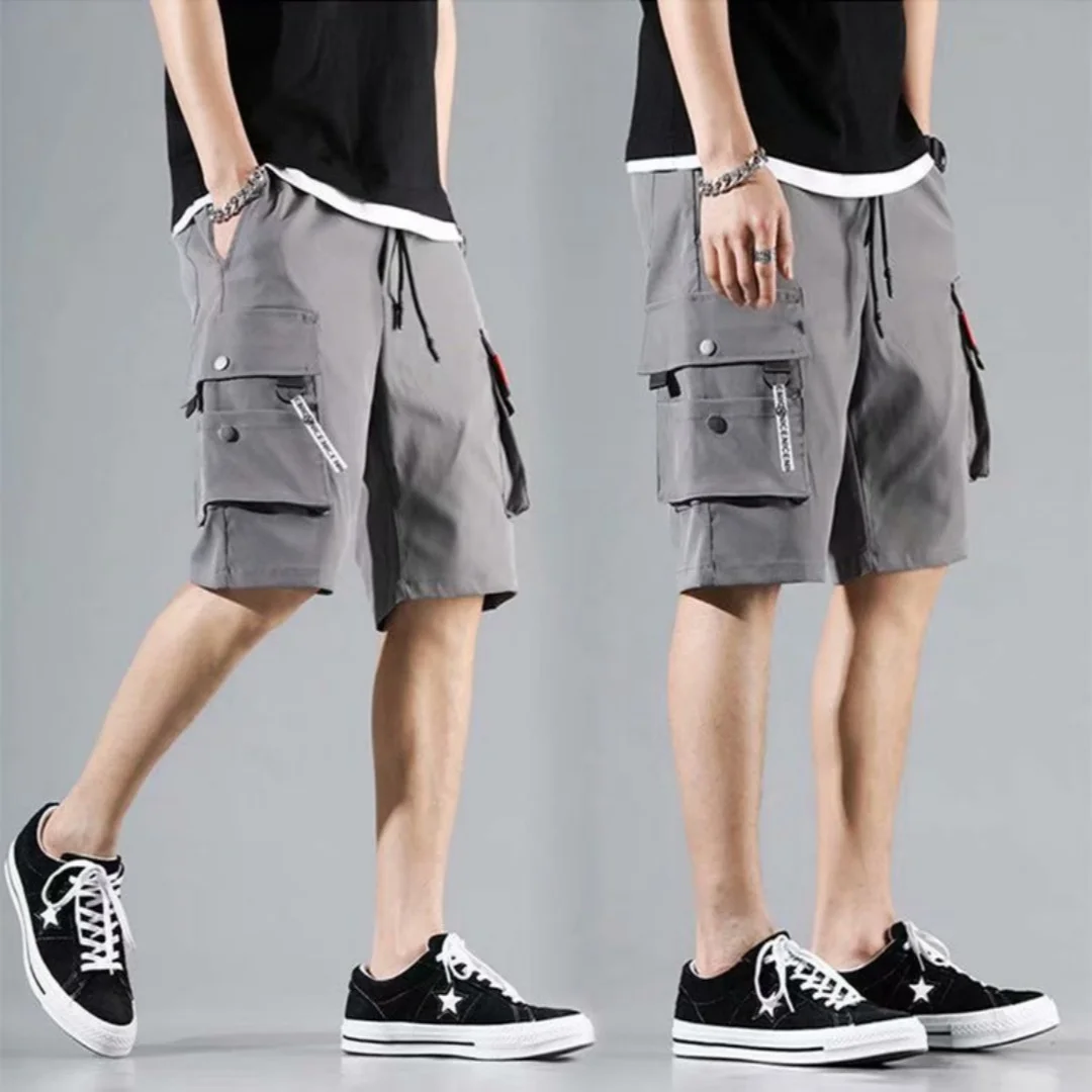 Work clothes shorts, men's multi pocket, medium shorts, summer thin and loose cropped pants 1