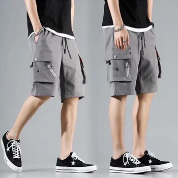 Work clothes shorts, men's multi pocket, medium shorts, summer thin and loose cropped pants 1