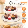 Wooden 2 Tiered Tray Round Farmhouse Kitchen Table Decor Serving Tier Tray Food Fruits Cupcake Display Coffee Bar Home Party 2