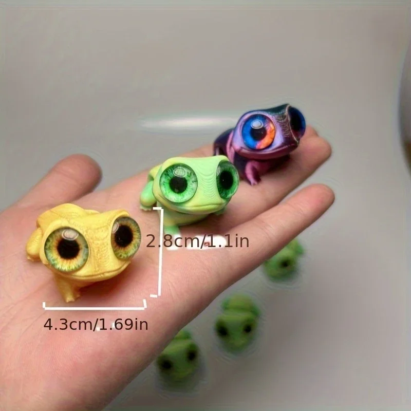Vibrant 3D Printed Frog Figurines with Color-Changing Eyes - Ideal for Dashboards and Desk Décor