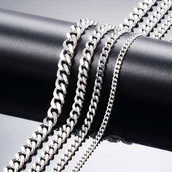 Collane cubane con cordolo in acciaio inossidabile 316L 3/5/7/9mm punk di alta qualità per uomo donnaCatene a maglie di base in argento Gioielli in metallo solido 1