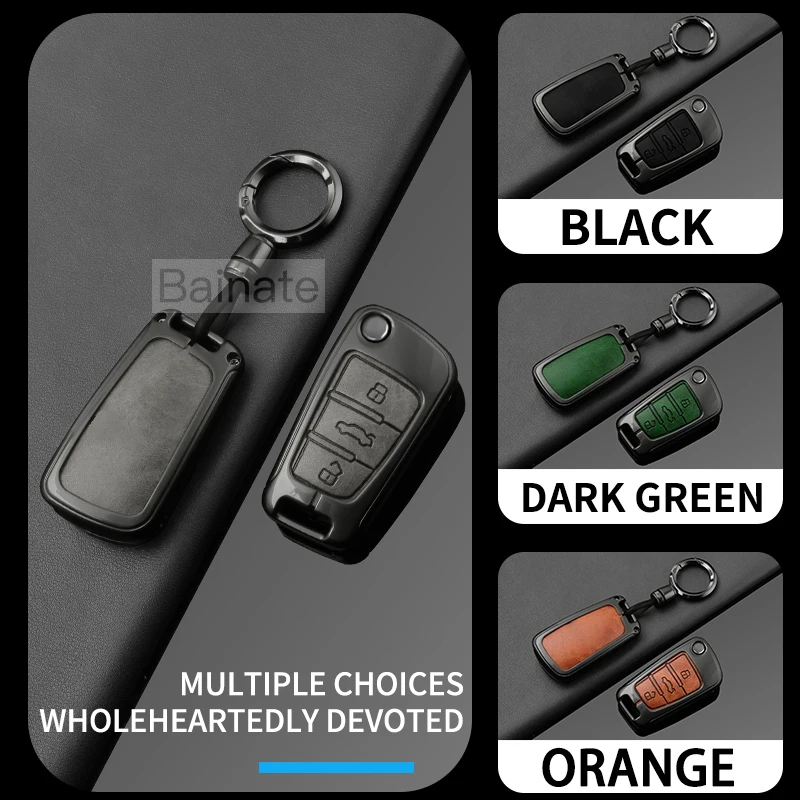금속 가죽 자동차 키 케이스 커버, 아우디 TT 8j 8n 8s mk1 2 3 2008 2010 2011-2019 리모컨 키 쉘 가방 자동차 액세서리