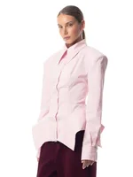Chemise Femme DFDG Printemps-Été à Col Revers Rayée Ajustée à Ourlet Asymétrique – Tendance Féminine 2026 pour Bureau et Rendez-vous 3