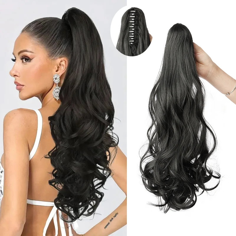 Synthetic Multicolor Ponytail Hair Extensions Long And Fluffy Curly Wavy Heat Resistant For Women Curling Pieces clip in ponytail hair extension synthetic ponytail synthetic hair accessories clip in ponytail extensions