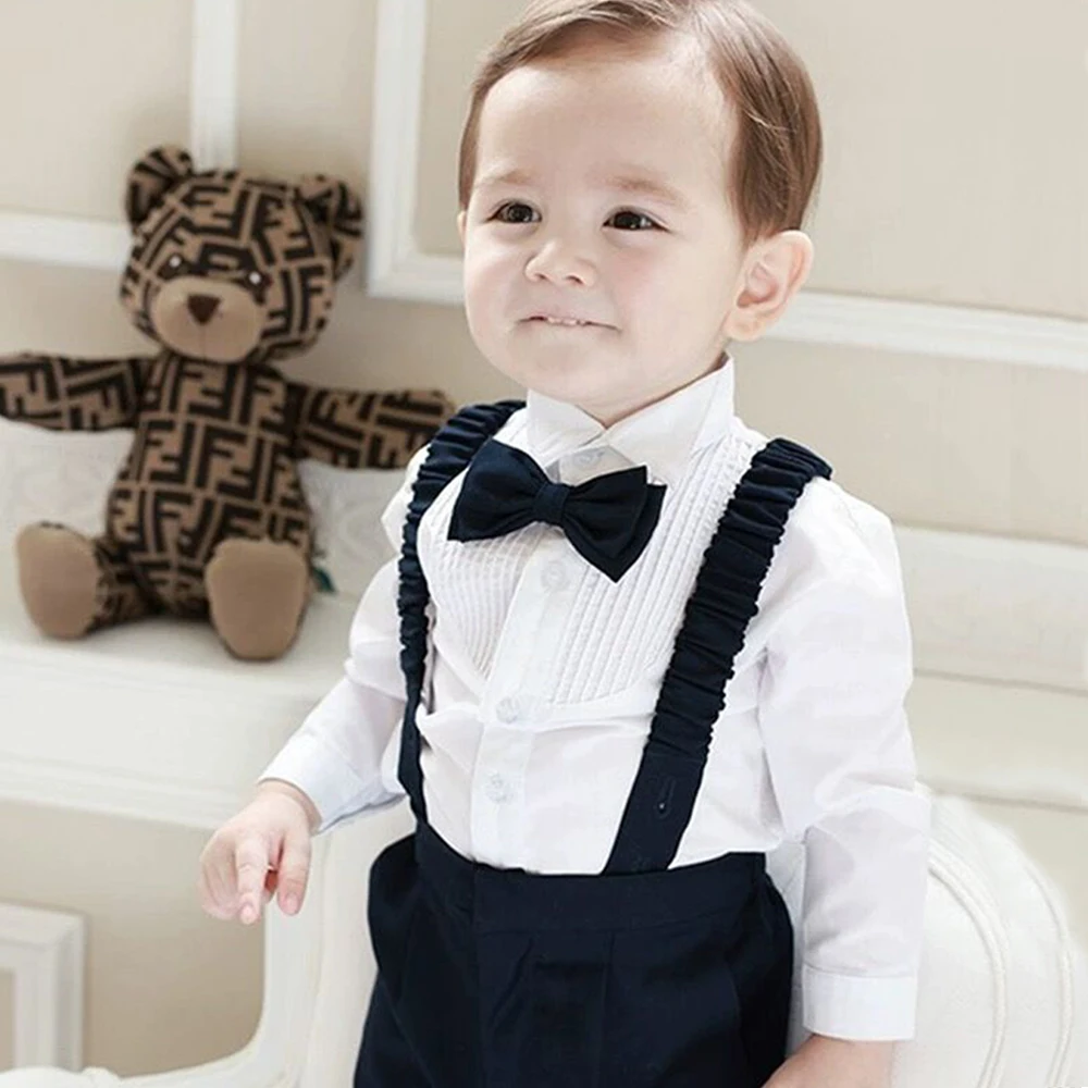 Boys Suit Baby Boy Christening Wedding 1pc All In One Navy Linen