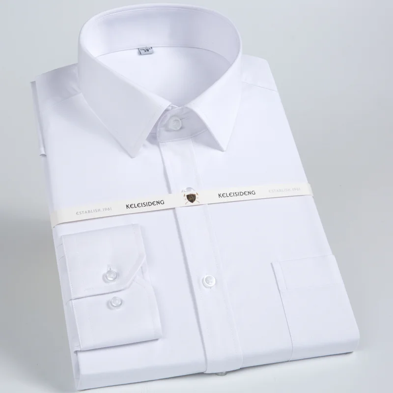 Solid Color Men's Mature Dress Shirt For Dating Banquet, Men's Long Sleeve Button Up Shirts With Chest Pocket, Spring Fall Wear