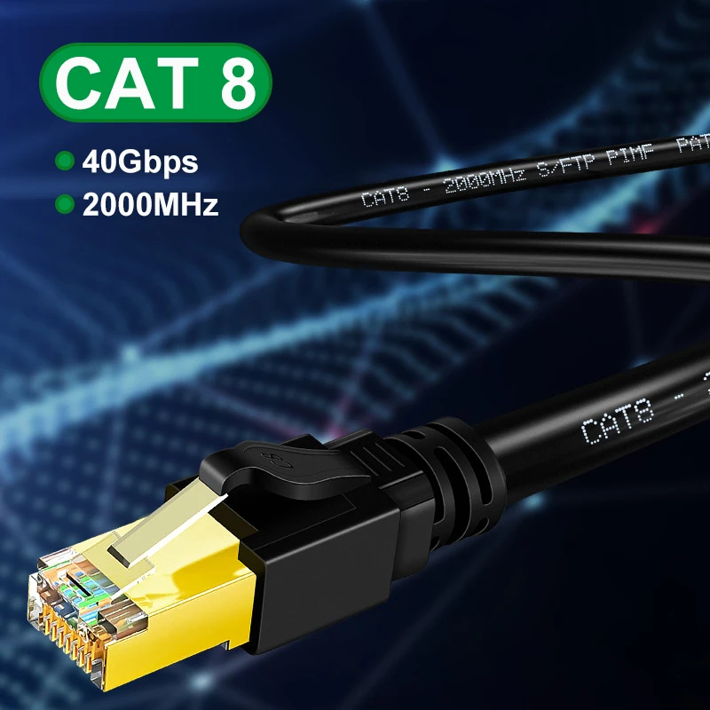 40Gbps Gaming Cable UGREEN Cat 8 Ethernet Cable 6ft - 40Gbps 2000MHz Flat Shielded Network LAN Cable For Gaming & Streaming 40Gbps High Speed LAN Cable