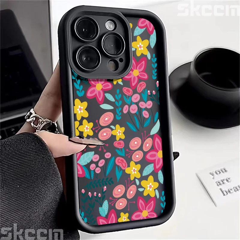 Luxurious Pink Flower Soft Silicone Shockproof Phone Case