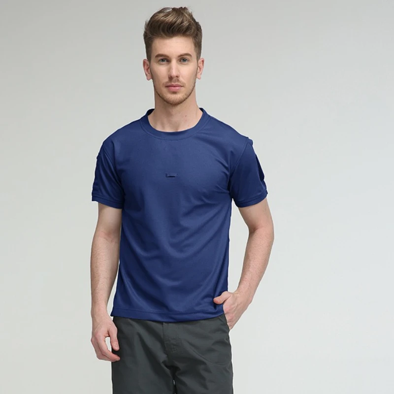 Men's Short Sleeve T-shirts Summer Quick Dry Breathable Casual Short Sleeve T-shirts Elastic Outdoor Running Hiking