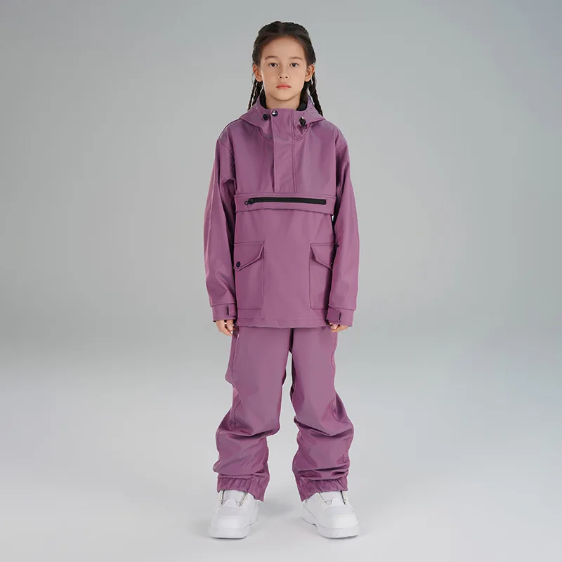 Children Ski Suit Girls Boys Snowboard Thickened Winter Snowsuit Warm Waterproof Youth Jacket Pants Overalls Clothing