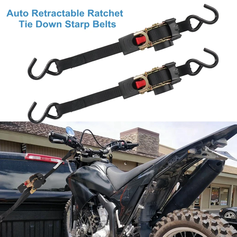 Auto Retractable Easy To Carry Ratchet Tie Down Starp S-hooks 25MMx2M Universal Tools Tie Down Belts With Automatic Rollup