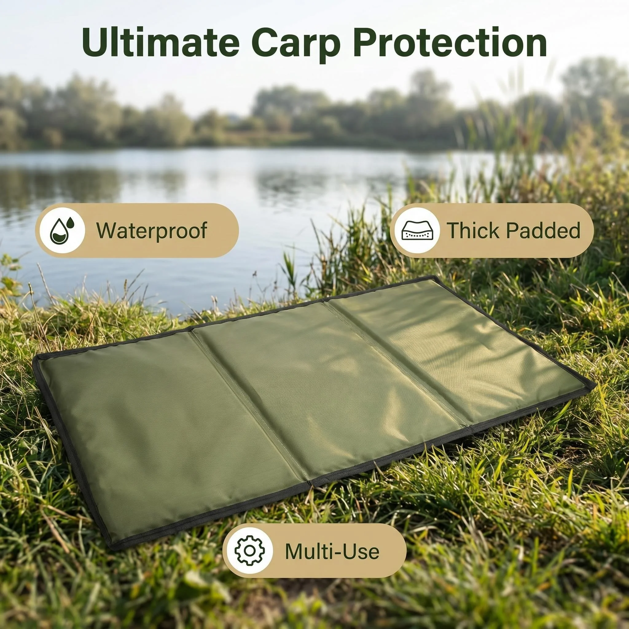 Tapis de décrochage pliable multifonction Hirisi avec coussin éponge respirant pour la pêche de la carpe