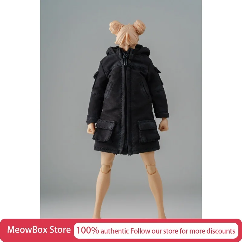 1/12 여성 군인 긴 후드티 윈드브레이커 코트 지퍼 디자인 의류 액세서리 6인치..