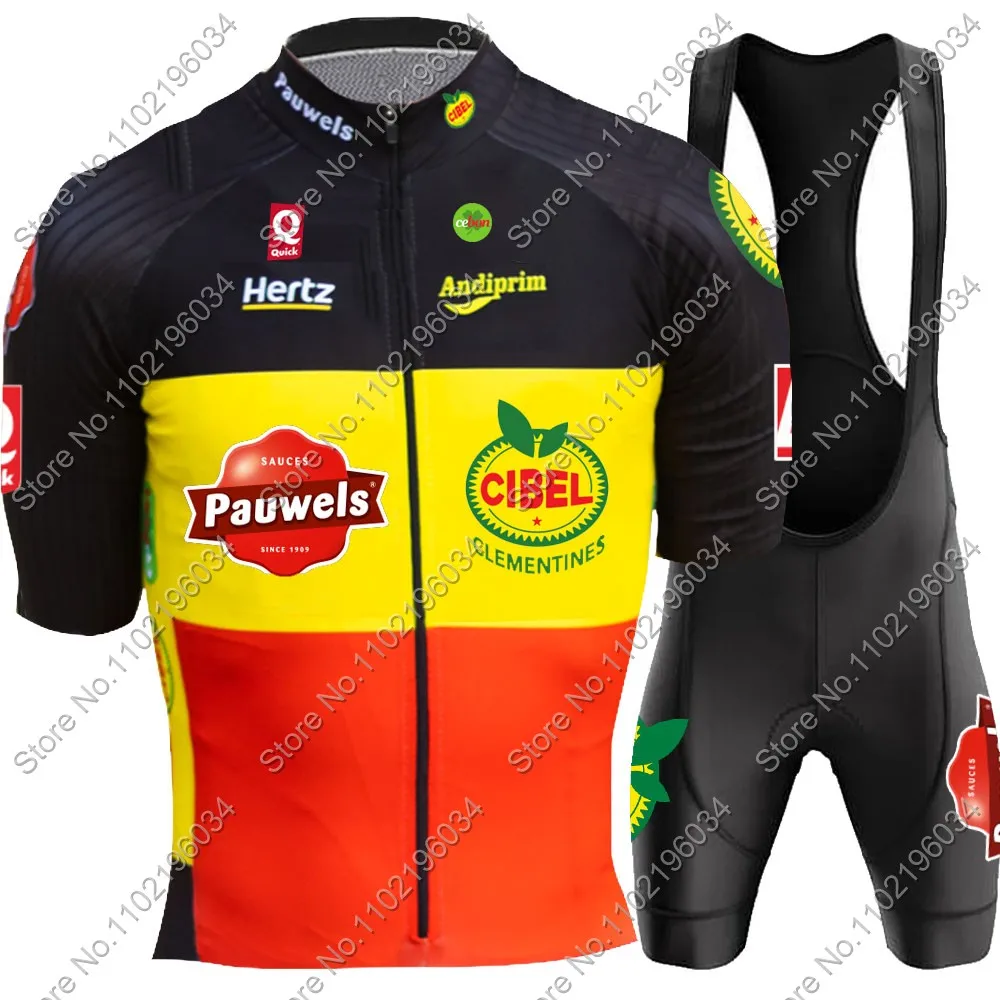 Pauwels Sauzen-Bingoal Cycling Jersey Set Belgium Bicycle Clothing Road Bike Shirts Suit Bicycle Bib MTB Ropa Maillot