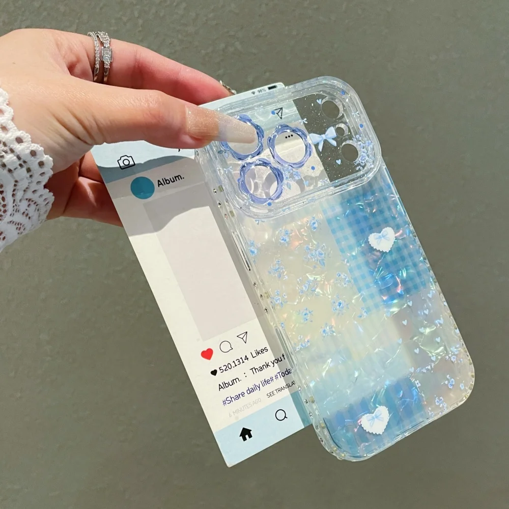 Luxury Glitter Diamond Floral Phone Case - Laser Cute Flower Protective Shockproof Cover