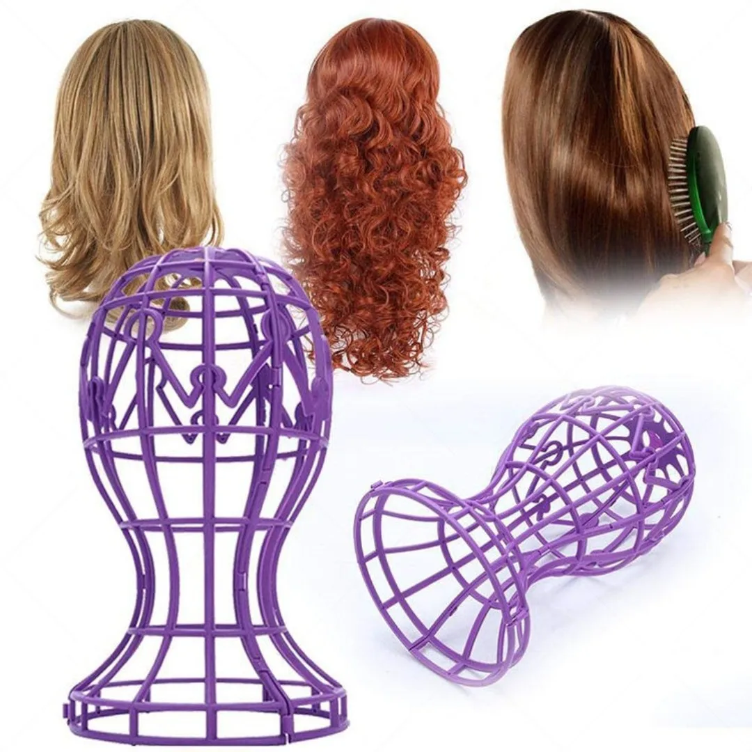 LanternShapePlasticWigStandHatCapHolderFoldableMultiPurpose