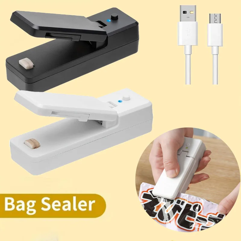 Mini Bag Sealer USB Rechargeable Heat Sealer Cutter Mini Chip Bag Sealer  Heat Seal With Soft Magnetic Kitchen Appliances - AliExpress