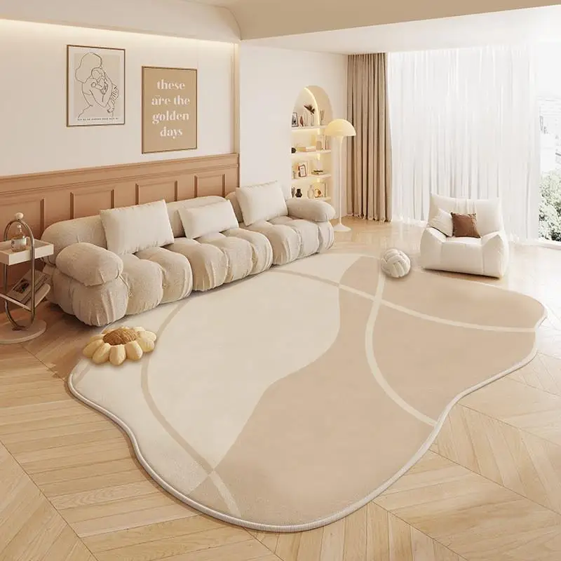 

Cream Style Bedroom Bedside Rug Fluffy Soft Study Room Lounge Thicken Carpet Irregular Living Room Decoration Non-slip Plush Rug