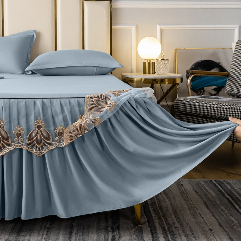 100 Cotton Lace Winter Bedspreads Home Bed Skirt style Bed Sheets