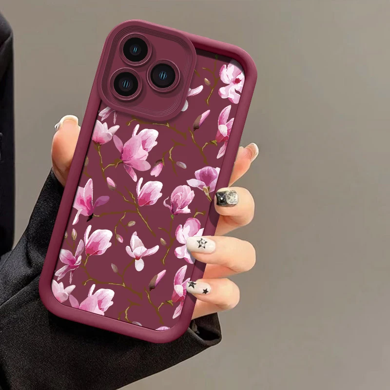 Elegant Floral Soft Silicone Matte Phone Case Cover