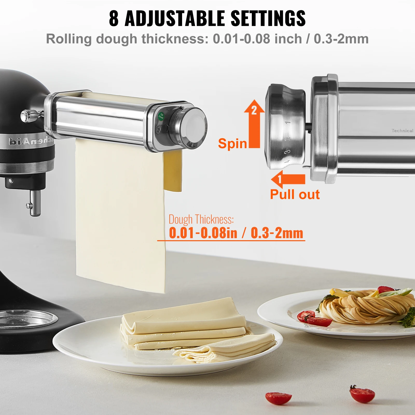 SucceBuy Pasta Attachment for KitchenAid Stand Mixer Stainless Steel Pasta Sheet Roller Attachment Maker Kitchen Aid