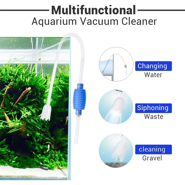 Aquarium Fish Tank Vacuum Sand Gravel Cleaner Siphon Long Nozzle Water Changer Pump Filter 2