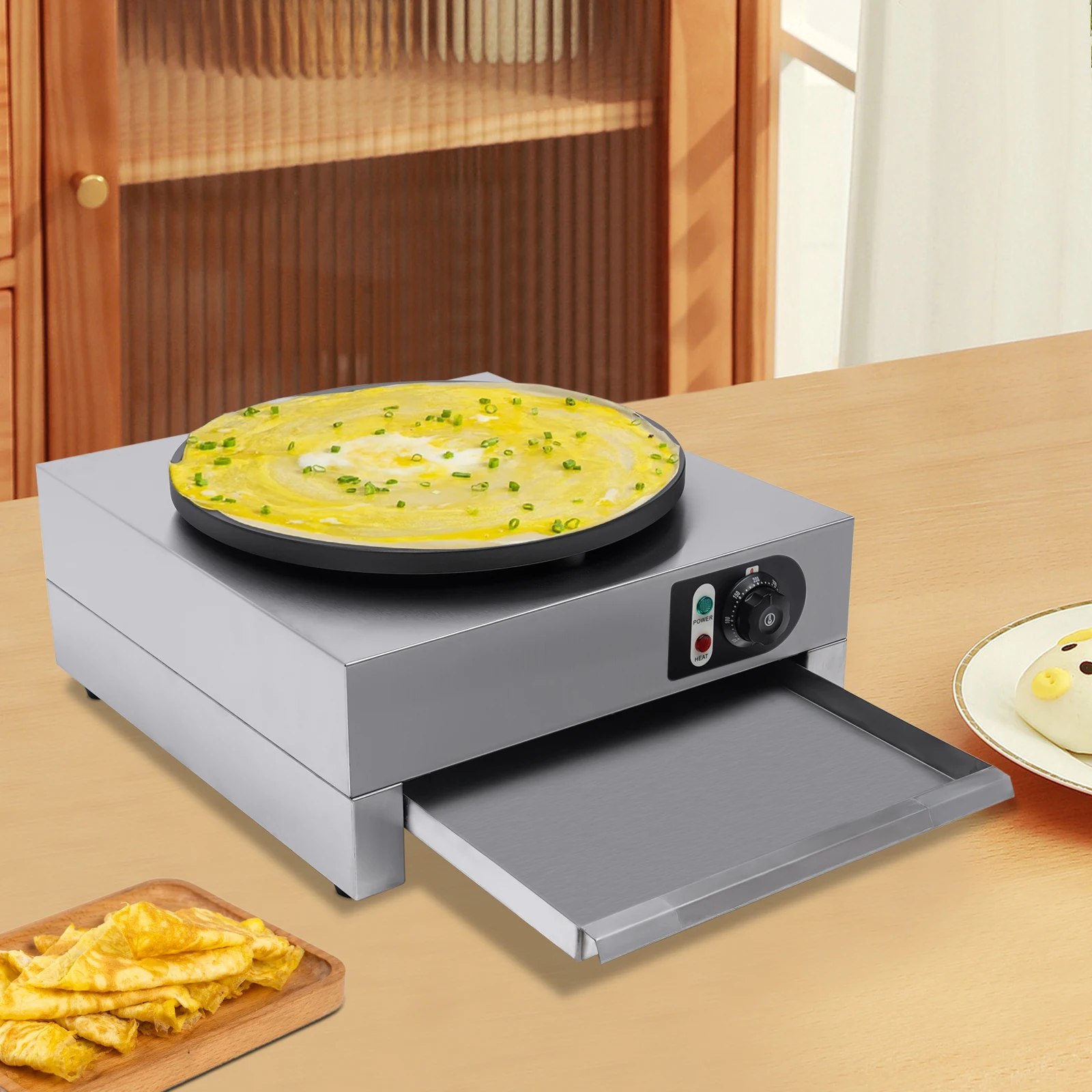 Electric Crepes Maker 40cm for Crepes Crepes Maker Crepes Maker with Extendable Tray 3KW 220V 50 – 300 °C
