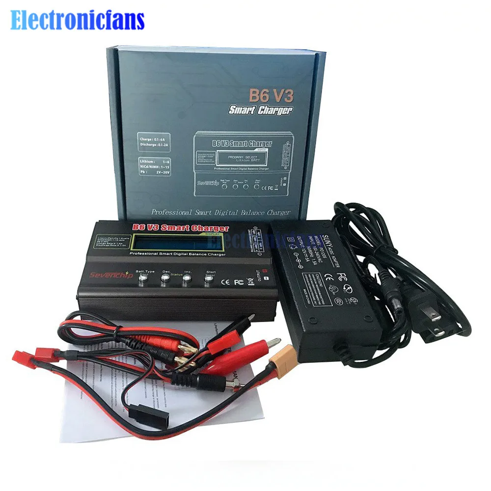 B6 V3 80w 6a Battery Charger 1s-6s Li-ion Lipo Ni-cr Ni-mh Digital Balance  Charger Discharger 12v Power Supply Adapter Us Gauge - Integrated Circuits  - AliExpress