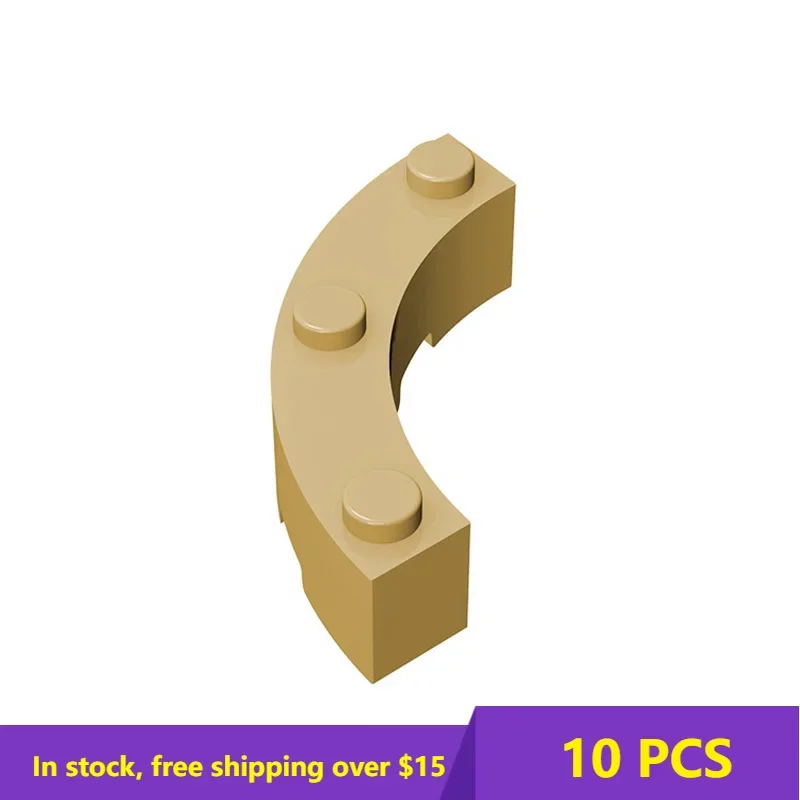 

10PCS MOC Bricks Building Block Accessories 48092 4x4 Curved Brick 3 Bumps For Building Part DIY Creative Toys Kids Gift