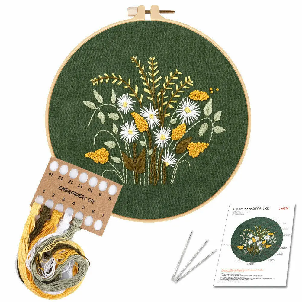 Floral Embroidery Craft Kit - Punch Needle & Cross Stitch Set