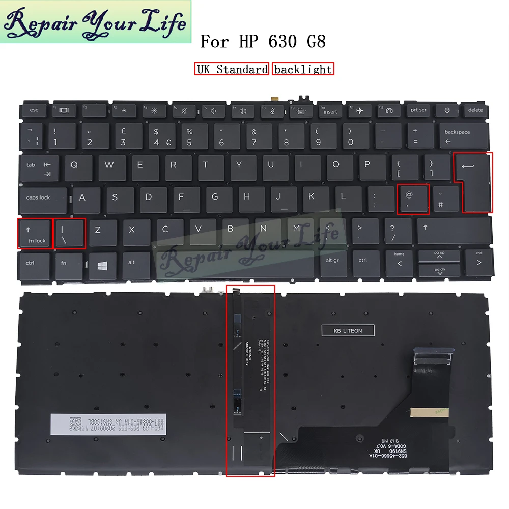 Teclado Retroiluminado para hp Probook 630 g8 635 g7 635 Aero g7 635 Aero g8 Inglês com Retroiluminação - Imagem 6