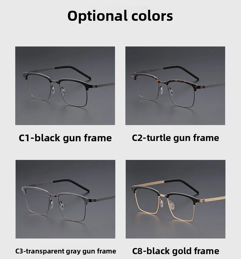 BLMUSA (L) Männer Quadratische Ultraleichte Titan Myopie Brillen Blau Licht Filter Photochrome Progressive Optische Brillen – Detail 15