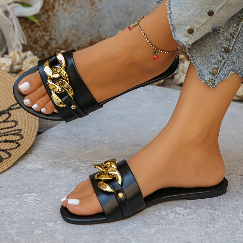 Stylish Women's Summer Slippers - Fashionable Flat Shoes with Soft, Anti-Slip Soles