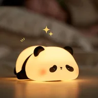 Panda-Shaped LED Night Light - USB Rechargeable Silicone Timer Lamp with Soft Glow for Kids' Bedroom  &  Nursery Decor 5