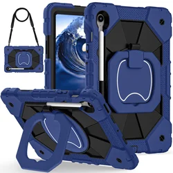 Durable Tablet Cover with Rotating Handle Stand and Pen Tray - Samsung Galaxy Tab S10 FE (Navyblue black)