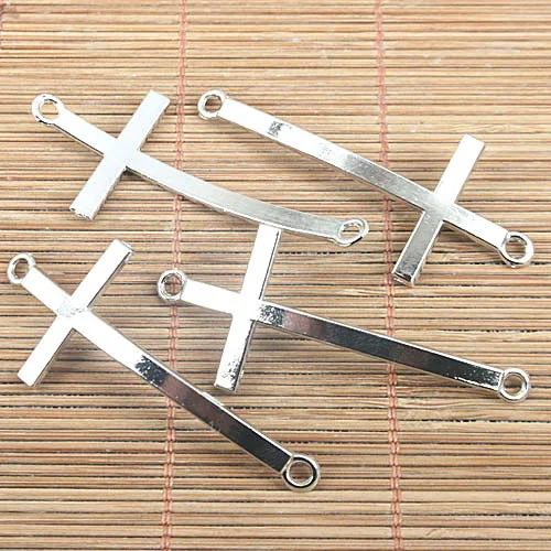

15pc tibetan silver curved cross connector for bracelet Making EF0390