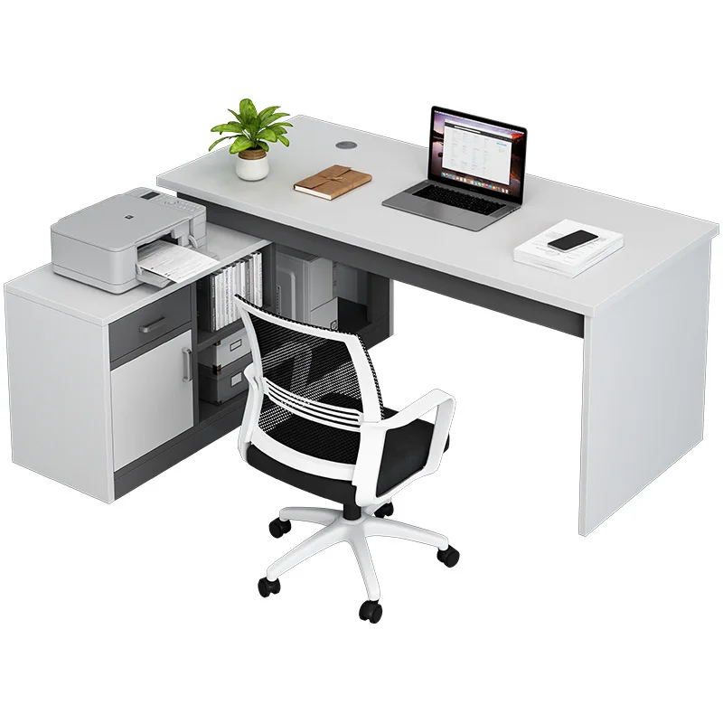 Corner desk Bookshelf integrated table L-shaped computer table Student home writing table