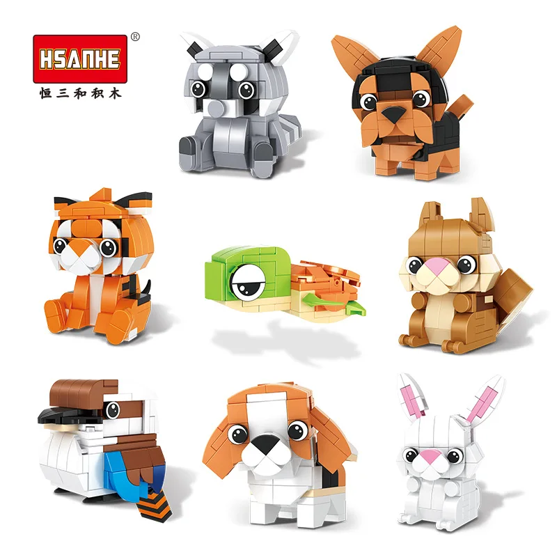 

Creative Animal Koala Corgi and Shiba Inu Set Children's Intellectual Assembly Blocks Toy New